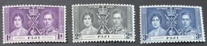 FIJI 1937 CORONATION SET SG246/248 LIGHTLY MOUNTED MINT