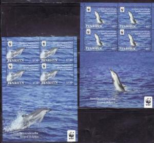 Penrhyn - Dolphins on Stamps - Set of 4 Sheets w/4 Stamps Each 16A-003