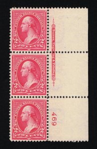 GENUINE SCOTT #267 MINT OG NH TYPE-III FULL BEP IMPRINT & PLATE #469 STRIP OF 3