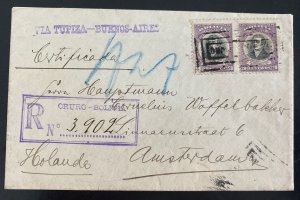 1909 Oruro Bolivia Registered Cover To Amsterdam Netherlands Via Argentina