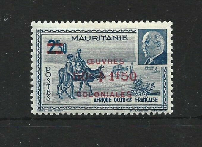 MAURITIUS  1942  2F 50   SURCHARGES  OEUVRES  COLONIALS  MH 