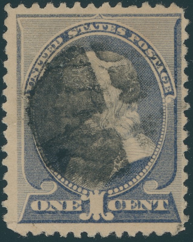 US 212 1 cent Franklin; Used; Inverted cross cancel -- see details and scan