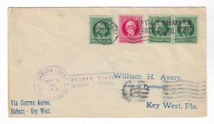 Cuba 1927 Havana to Ket West First Flight with better franking / cachet/receiver