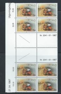 Aland 26 vf MNH gutter block of 8 Fire Brigade.  2019 CV $32.00+