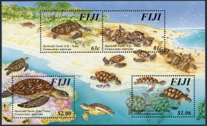 Fiji 792 ad sheet,MNH.Michel 804-807 Bl.22. Hawksbill Turtle 1997.