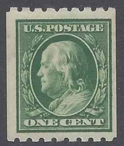 #390 1c Benjamin Franklin Coil Single 1910 Mint VLH OG