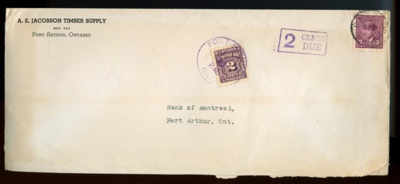 ?3 cent War Issue short-paid 1c charged 2c postage due 1949, cover Canada