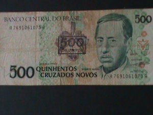 ​BRAZIL-1990-CENTRAL BANK-$500 CRUZEIRO ON $500 CRUZEIRO-CIR-VERY FINE