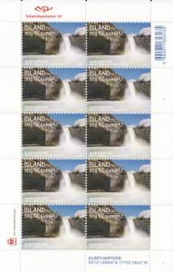 Iceland 2013 MNH Minisheet of 10 Aldeyjarfoss (waterfall) - Tourism