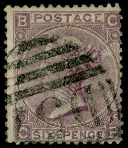 SG104, 6d lilac plate 6, USED. Cat £175. CB