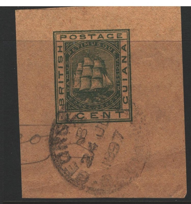 British Guiana Postal Stationery Cut Corner