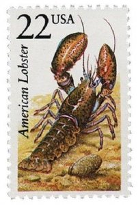 1987 22c American Lobster, North American Wildlife Scott 2304 Mint F/VF NH