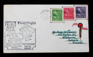 US Stamp Sc# 839, 840, 841 on First Flight Cover Paducah Route AM107 Jan 9, 1951