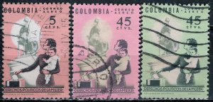 Colombia; 1963/64: Sc. # C448-C450: O/Used Cpl. Set
