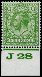 SG427 SPEC N43(1), 9d olive-green, NH MINT. Cat £40+. CONTROL J28.