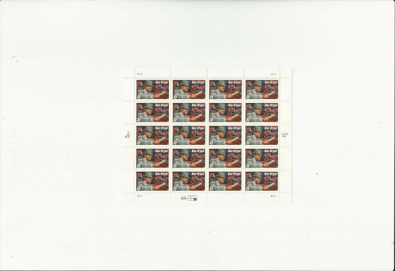 US Stamps/Postage/Sheet Sc #3148 Bear Bryant-football coach MNH F-VF OG FV $6.40