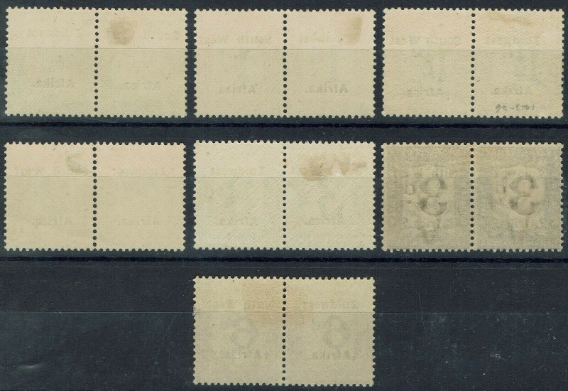 SOUTH WEST AFRICA 1923 POSTAGE DUE SET SETTING VI PAIRS  + 3D DLR PRINTING 