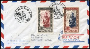 Monaco #C34-35 (YT PA49-50), 1950 Rainier, air post set of two on First Day C...