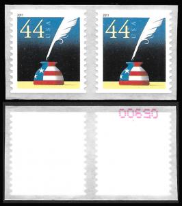 Sc 4496  44¢ Patriotic Quill & Inkwell SA Pair + Back #, MNH