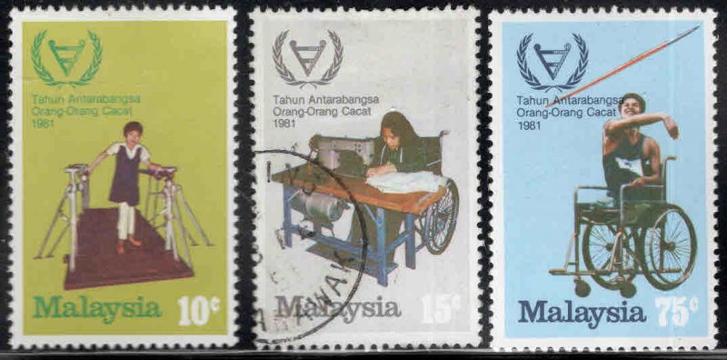 Malaysia Scott 215-217 Mix Mint and Used disabled set