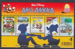 FINLAND Sc #1150a-e S/S of 4 DIFF DISNEY CARTOON CHARACTERS