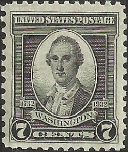 # 712 Mint Never Hinged Black Washington Bicentennial