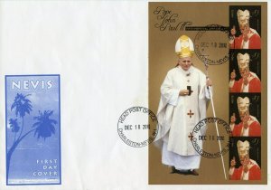 NEVIS  2011 5th MEMORIAL ANN. OF POPE JOHN PAUL II IMPERF SHEET  ON FDC