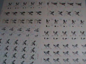 ​CHINA STAMPS: 1978 SC#1389-98 GALLOPING HORSE- HSU PEIHUNG COMPLETE SHEET SET