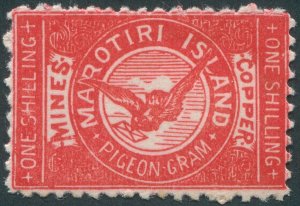 New Zealand Marotiri Copper Mines 1899 1s red Pigeon Post CP VP6 MNH