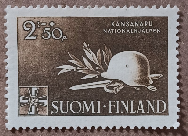 Finland #B58 2m+50p Soldier's Helmet & Sword (1943)