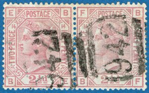 [mag197] CYPRUS 1878 SG#Z18 GB used abroad Larnaca pair 2d1/2 rosy cancel 942