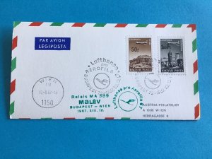 Hungary Lufthansa  Budapest-Wien 1967 Air Mail Exhibition Stamp Cover R43798