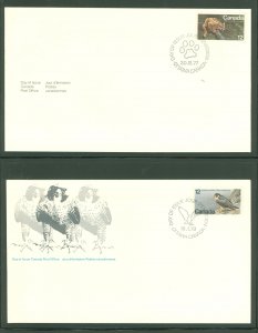 Canada 732/752 1977-78 2 U/A FDCs; Endangered Wildlife, Eastern Cougar, Perigrine Falcon