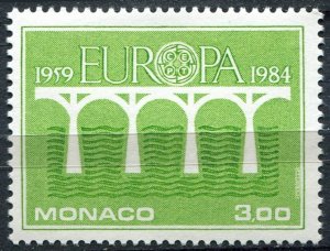 Monaco Sc#1425 MNH, 3f yel grn, Europa (C.E.P.T.) 1984 - Bridge, 25th Anniver...