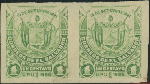 El Salvador #146 Coat of Arms Imperf Pair Latin America Postage Stamps 1896 MLH