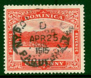 DOMINICA 1908-09 1p Scarlet Scott 51 with N.Y.P.O. PAQUEBOT D cds 1915 25 April