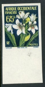 French Colony 1958 French West Africa 65fr Flowers #122 IMPERF MNH H274 ⭐⭐