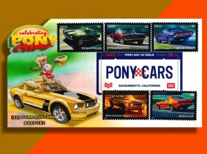 Look at that Horsepower!  Real Ponies Drive the 5 Pony Cars on Pop-Up FDC!