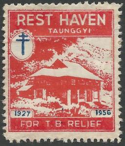Burma 1954 Tuberculosis TB Seal #2 VF-H Cinderella 