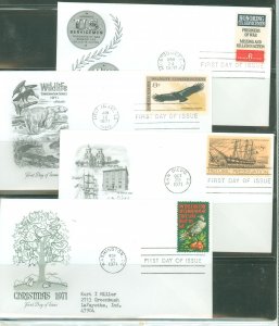 US 1422/1445 1970-71 4 addressed FDCs with artmaster cachets; 50 years of service, Wildlife Conservation, Historic Preservation,