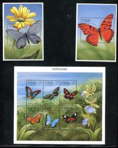 Djibouti 797-799, MNH, insects Butterflies 2000. x26083