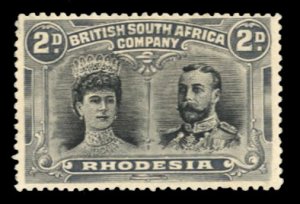 Rhodesia #103 Cat$60, 1910 2p gray and black, hinged