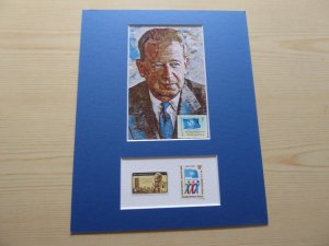 Dag Hammarskjold UN Art postcard and Stamps matte mount size 8 x 10