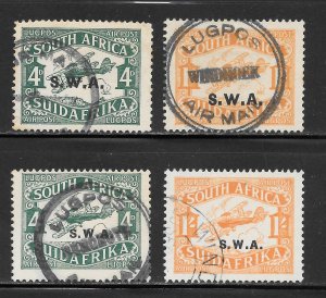 South West Africa Scott C1-C4 Used H - 1930 1st Air Post Overprints-SCV $110.00