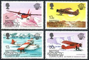 British Antarctic Territory 117-120, MNH. Manned Flight Bicent. Airplanes, 1983