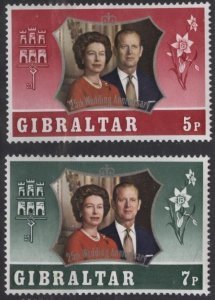 Gibraltar 292-293 (mnh) Silver Wedding Issue (1967)