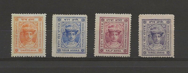 India Indore State 1904 sg.9, 14 MH. sg.10 MNH, sg.13 MH thinned 