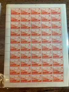 Iceland, Scott C21, MNH Complete pane of 50