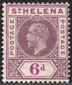 1913 ST. HELENA KGV 6d DULL & DEEP PURPLE (SG# 86) MH VF