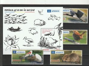 ROMANIA 2021 STAMPS DANUBE DELTA ANIMALS BIRDS MS SET UNESCO POST MNH PELICAN